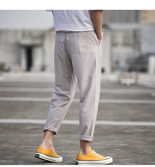 Pantalones Capri Casual de Algodón para Hombre en Colores Sólidos - Image 12
