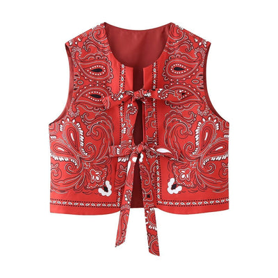 Chaleco Casual de Algodón con Estampado Tie-dye y Cuello Redondo para Mujer - Image 6
