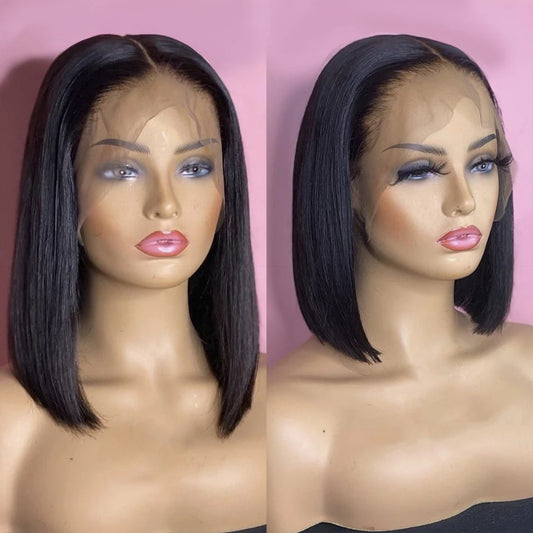 Peluca Bob Corta con Ondas Naturales - Encaje Frontal Ajustable Estilo Europeo
