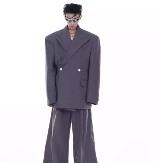 Blazer Twill Acolchado Hombros Caídos Corte Suelto Elegante - Image 10