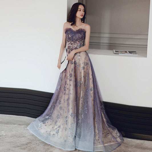 Vestido de Noche Largo Púrpura Elegante para Eventos Especiales