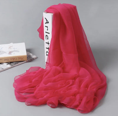 Pañuelo de Seda Largo para Mujer - Chal Playero Chifón Liso Grande - Image 21