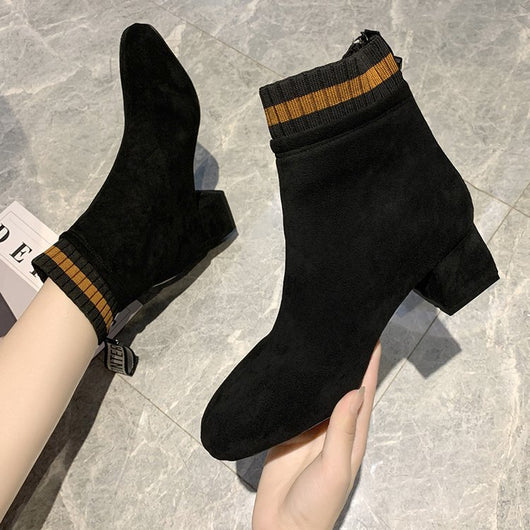 Botines de Tacón Grueso Cuadrado Estilo Europeo y Americano - Image 4