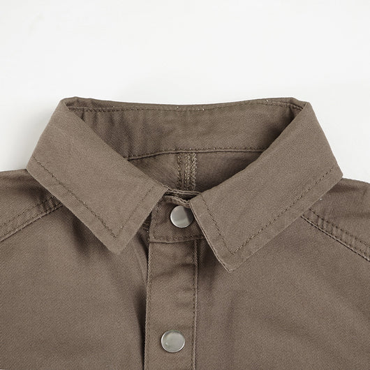 Camisa Denim Slim Fit con Solapa Plisada para Mujer - Image 19