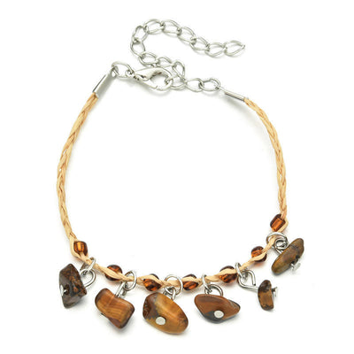 Pulsera Tejida en Rafia con Piedra Natural - Image 3