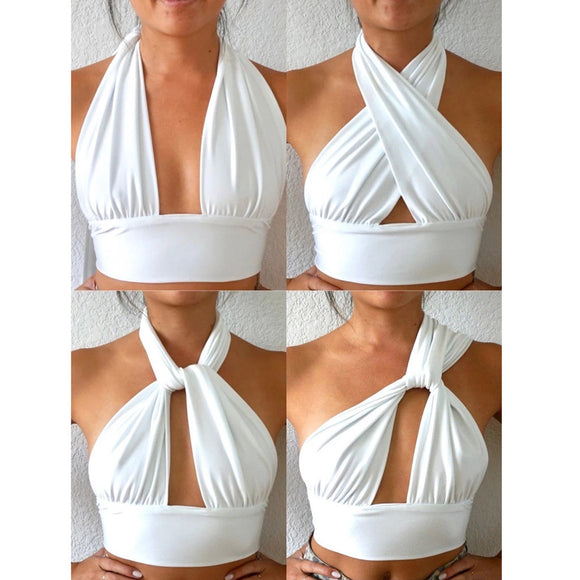 Blusa Escotada sin Espalda para Mujer - Top Versátil Ajustable