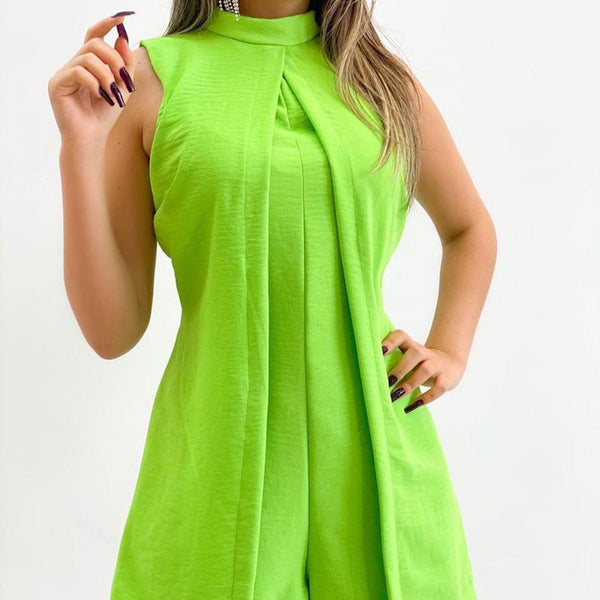 Mono Corto Verde sin Mangas con Abertura Frontal
