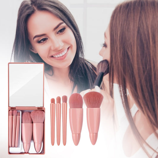 Set de 5 Brochas de Maquillaje Profesional - Base, Sombras y Difuminado