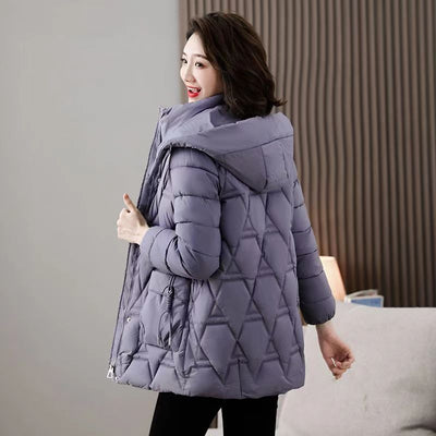 Chaqueta Acolchada de Plumón para Mujer con Capucha - Largo Medio - Image 4