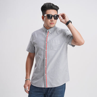 Camisa Oxford Casual a Rayas con Contraste de Colores para Hombre - Image 3