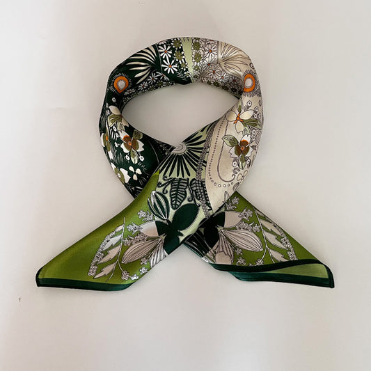 Pañuelo de Seda Cuadrado para Mujer - Diseño Estampado Versátil Primavera Verano