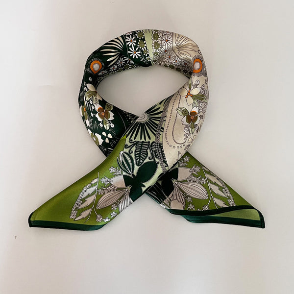 Pañuelo de Seda Cuadrado para Mujer - Diseño Estampado Versátil Primavera Verano