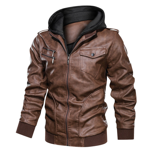 Chaqueta de Cuero PU Lavable para Hombre con Forro Removible - Image 8
