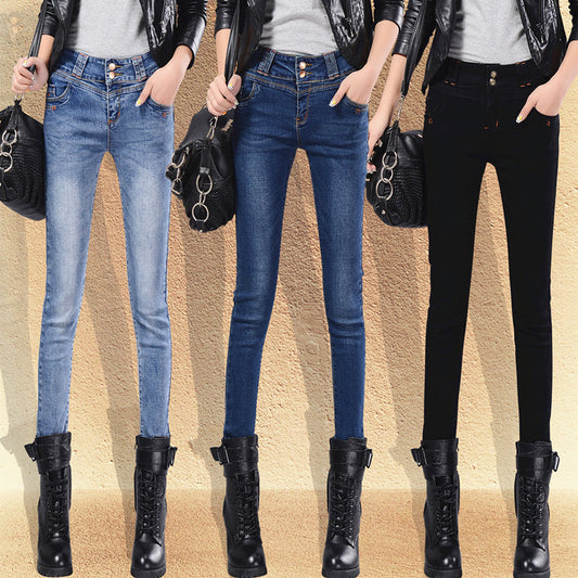 Jeans Colombianos Cintura Alta Ajustados Elásticos Primavera Otoño