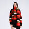 Suéter Holgado Cuello Redondo con Bufanda Combinada de Colores