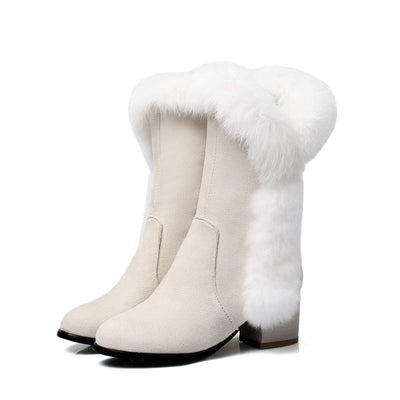 Botas de Nieve Caña Media en Gamuza y Pelaje de Conejo - Image 12