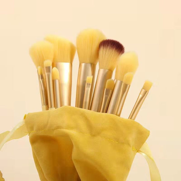 Set de Brochas de Maquillaje Portátil en Bolsa de Tela Suave