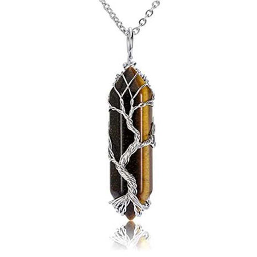 Colgante de Cristal Natural Hexagonal Árbol de la Vida con Enrollado - Image 8