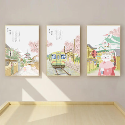 Cuadro Mural Flor de Cerezo Estilo Japonés para Salón y Dormitorio