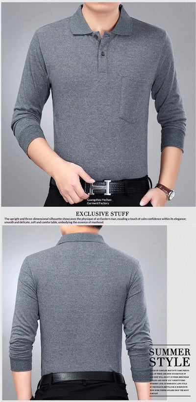 Camisa Manga Larga Clásica para Hombre con Cuello Italiano y Bolsillos Funcionales - Image 11