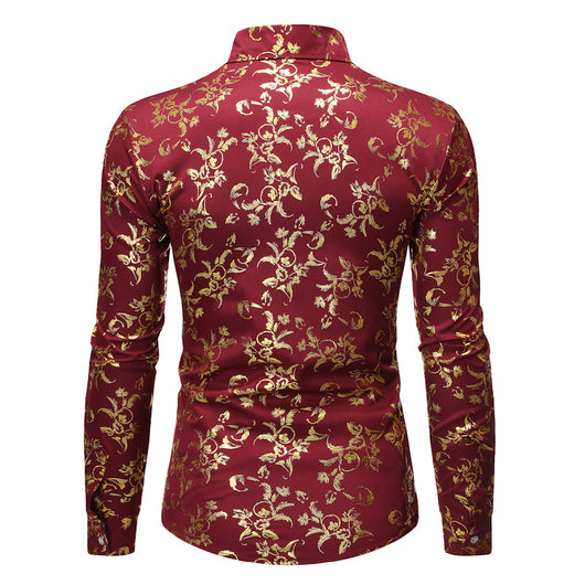 Camisa Casual Hombre con Estampado Floral Bronce - Image 18
