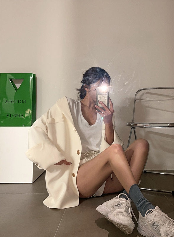 Chaqueta Suelta Casual Talla Grande para Mujer - Largo Medio