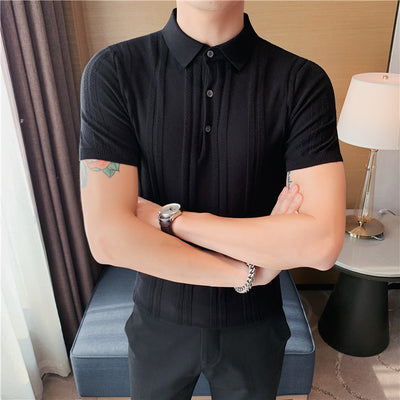 Polo Tejido de Manga Corta para Hombre con Textura y Elasticidad - Image 20