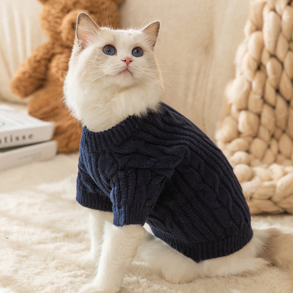 Suéter Cálido para Gatos y Mascotas - Diseño Liso Antibolitas