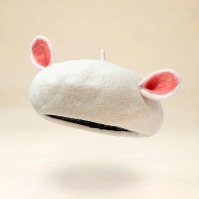 Boina de Lana Artesanal Blanca con Orejas de Gato - Estilo Pintor - Image 6