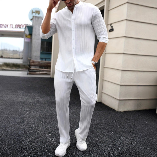 Conjunto de Camisa y Pantalón Liso Primavera Verano para Hombre