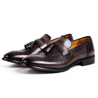 Mocasines con Borlas Hombre Estilo Brogue Tallado Clásico Británico - Image 8