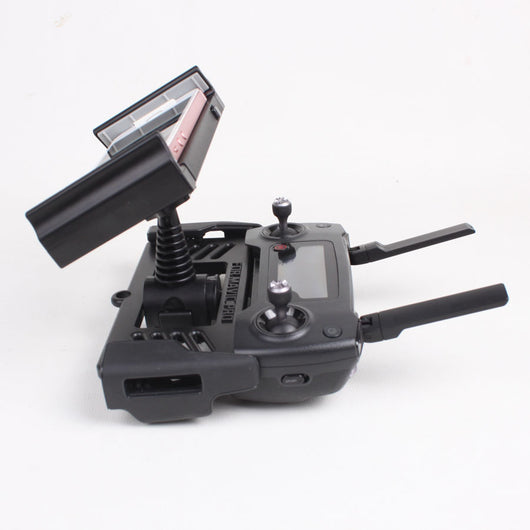 Black phone and tablet holder attached to a DJI Mavic Pro drone remote control, designed for 4-12 inch devices. - Image 5