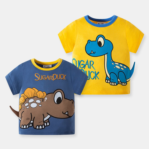 Playera Dinosaurio 3D para Niños - Diseño Coreano Verano