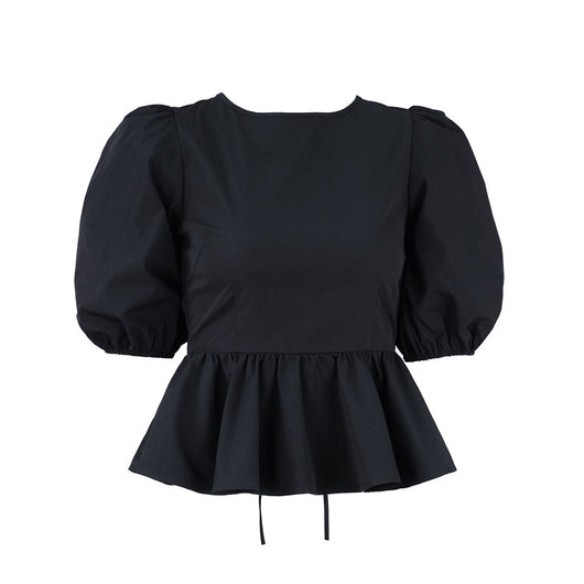 Blusa Elegante con Mangas Abullonadas y Espalda Descubierta - Image 2