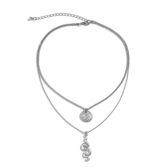 Collar Geométrico Minimalista con Medalla Circular Texturizada - Image 2