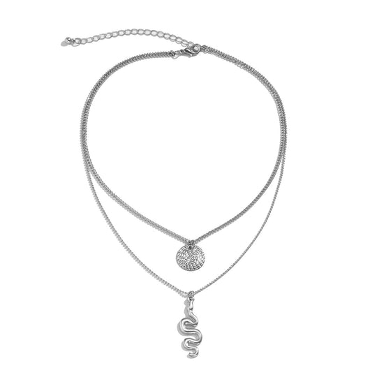 Collar Geométrico Minimalista con Medalla Circular Texturizada - Image 2
