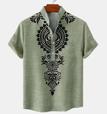 Camisa Hombre Lino Manga Corta Impresión Digital 3D - Image 7