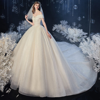 Vestido de Novia Asimétrico con Detalles Estelares y Cola Fluida - Image 4