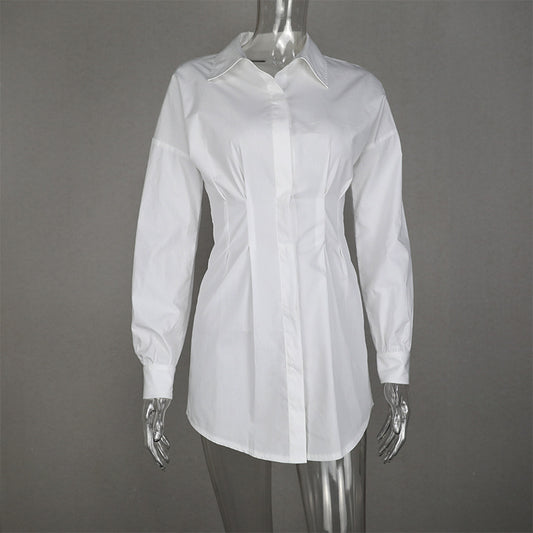 Camisa de Algodón con Pliegues en Cintura y Mangas Largas - Image 2
