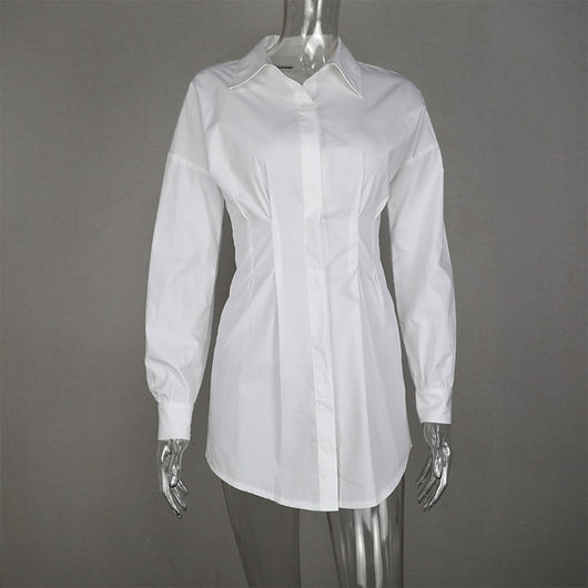 Camisa de Algodón con Pliegues en Cintura y Mangas Largas - Image 2