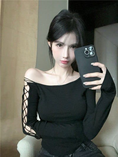 Blusa Negra de Manga Larga Elegante Estilo Diseñador - Image 8