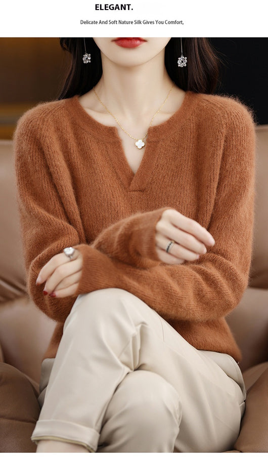 Suéter de Visón Otoño Invierno Mujer Talla Grande Holgado con Forro Polar - Image 27