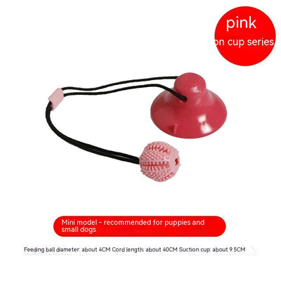Green dog toy with a suction cup base and a textured ball on a black cord, designed for food dispensing and teeth cleaning. - Image 5