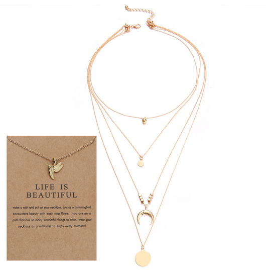 Collar Multicapa con Dije de Luna Estilo Bohemio para Mujer - Image 11