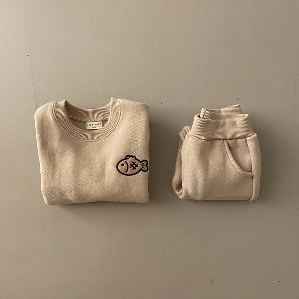 Conjunto de Abrigo Infantil Grueso: Suéter y Pantalón Térmico