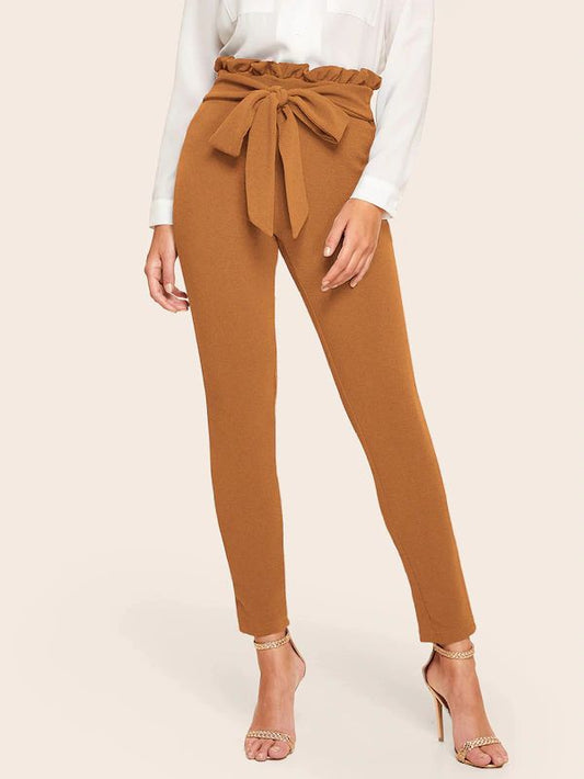 Leggins Capri Naranja con Cinturón Paper Bag - Image 2