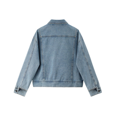 Chaqueta de Mezclilla Corta con Solapa Oversized para Mujer - Image 11