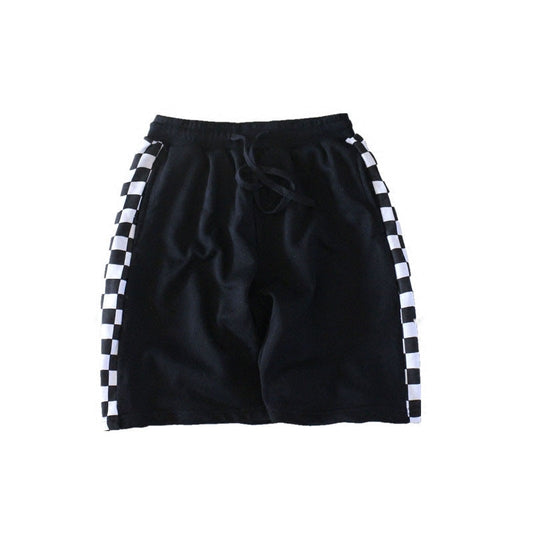 Shorts de Algodón a Cuadros Blanco y Negro