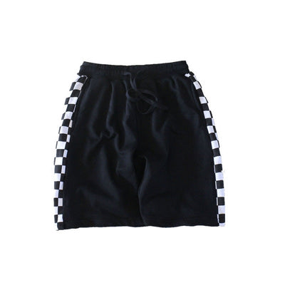 Shorts de Algodón a Cuadros Blanco y Negro