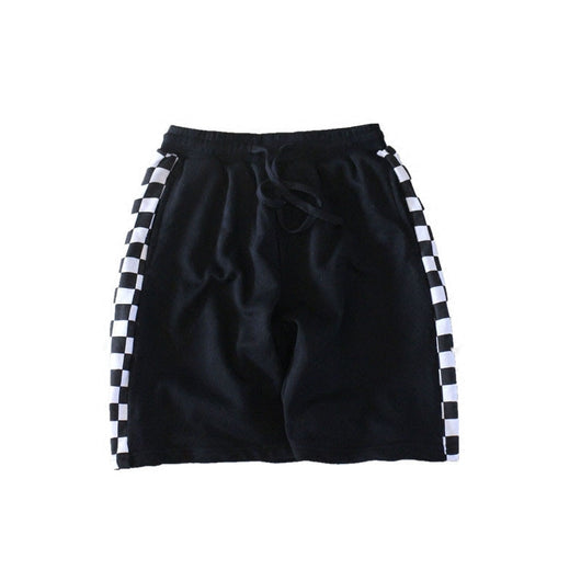 Shorts de Algodón a Cuadros Blanco y Negro
